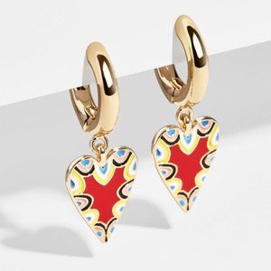 BaubleBar Vida Multicolor Heart Charm Hoop Earrings
